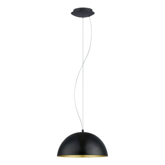 Eglo gaetano 1 lampadario a sospensione 38cm per cucina moderno nero e oro