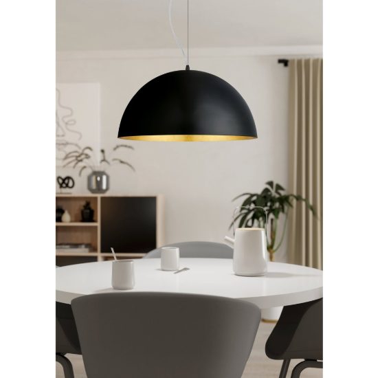 Eglo gaetano 1 lampadario a sospensione 53cm per cucina moderno nero e oro