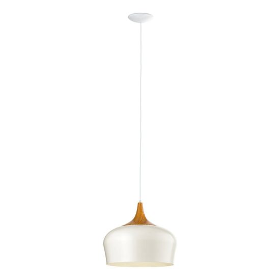 Eglo obregon lampadario a sospensione 35cm per cucina moderno beige e rovere