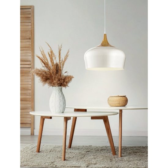 Eglo obregon lampadario a sospensione 35cm per cucina moderno beige e rovere