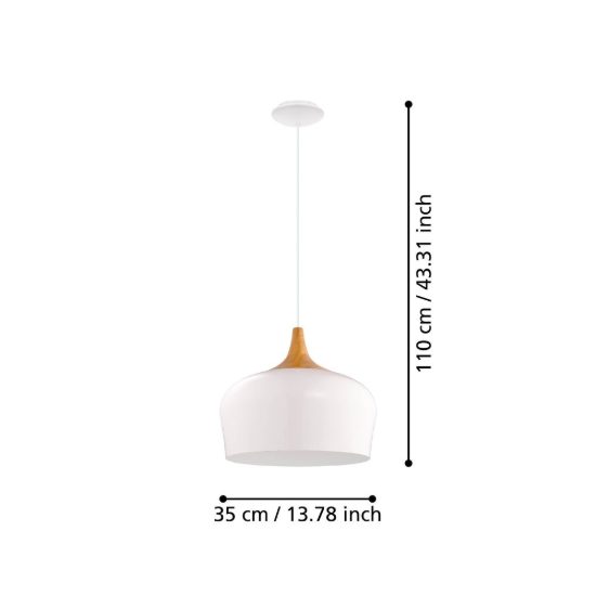 Eglo obregon lampadario a sospensione 35cm per cucina moderno beige e rovere