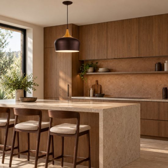 Eglo obregon lampadario a sospensione 35cm per cucina moderno marrone e rovere