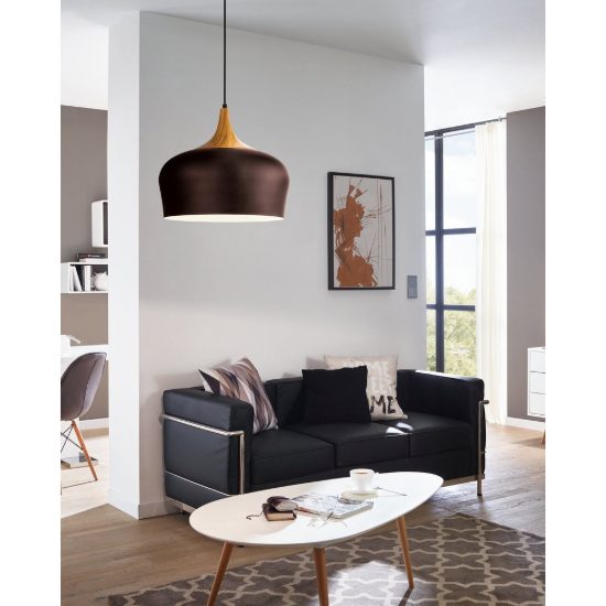 Eglo obregon lampadario a sospensione 35cm per cucina moderno marrone e rovere