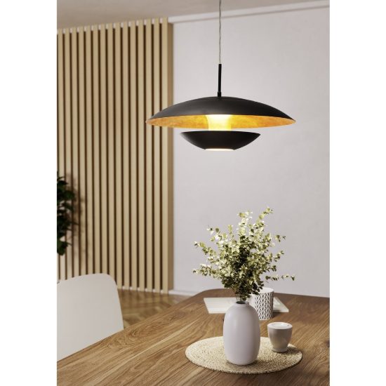 Eglo nuvano lampadario a sospensione 48cm per sala da pranzo moderno marrone e oro