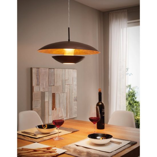 Eglo nuvano lampadario a sospensione 48cm per sala da pranzo moderno marrone e oro