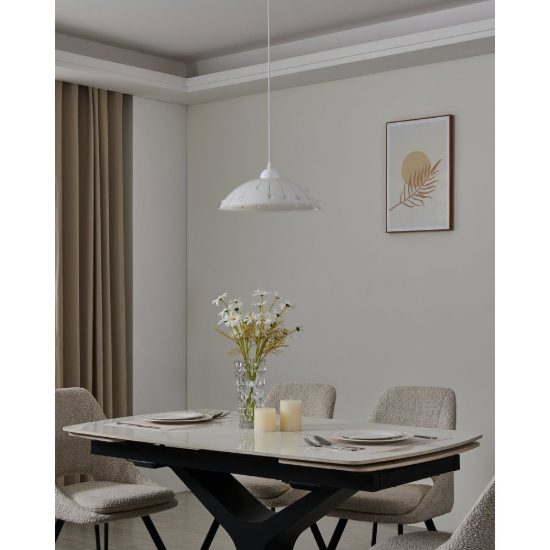 Eglo vetro lampadario 35cm per cucina moderno con vetro bianco e cristallo