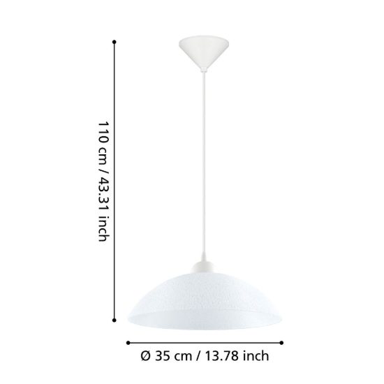 Eglo vetro lampadario 35cm per cucina moderno con vetro bianco e cristallo