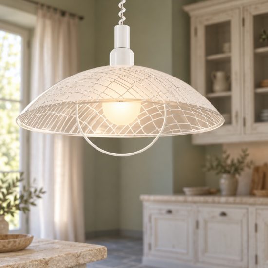 Eglo alvez lampadario a sospensione 42cm per cucina moderno con vetro bianco