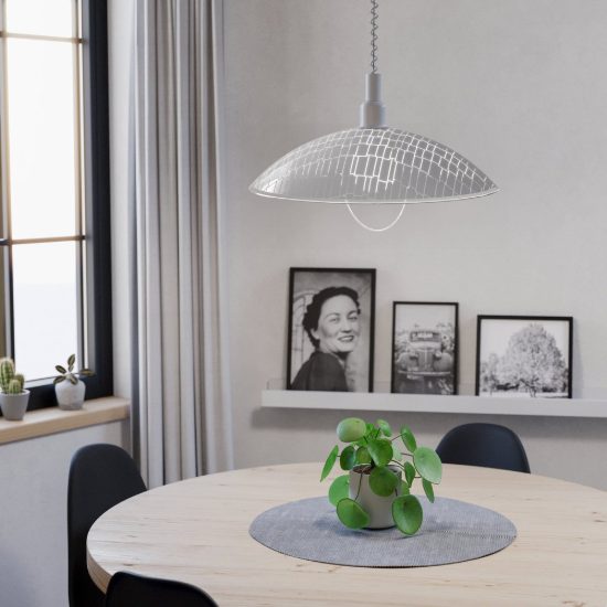 Eglo alvez lampadario a sospensione 42cm per cucina moderno con vetro bianco