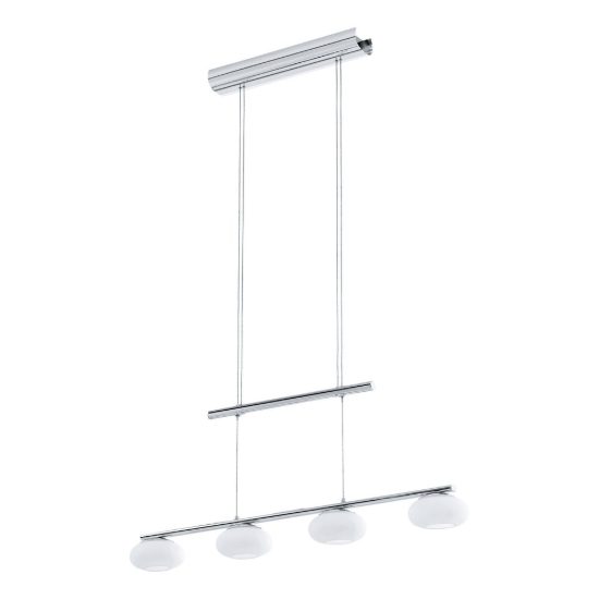 Eglo aleandro 1 lampadario led 18w 3000k 4 luci 80cm dimmerabile per sala da pranzo moderno cromo