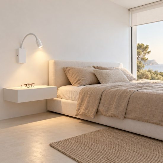 Eglo tazzoli applique per comodino led 3,8w 3000k 30cm con usb e braccio flessibile bianca