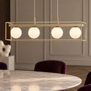 Eglo vallaspra lampadario a sospensione 4 luci 91cm per sala da pranzo moderno champagne