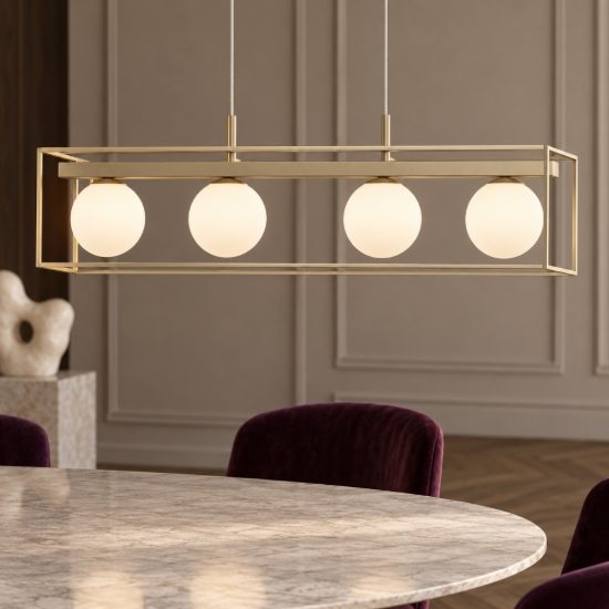 Eglo vallaspra lampadario a sospensione 4 luci 91cm per sala da pranzo moderno champagne