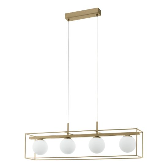 Eglo vallaspra lampadario a sospensione 4 luci 91cm per sala da pranzo moderno champagne