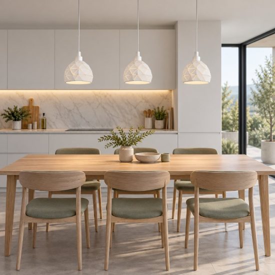 Eglo roccaforte lampadario a sospensione 3 luci 75cm per cucina moderno bianco