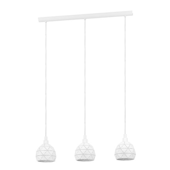 Eglo roccaforte lampadario a sospensione 3 luci 75cm per cucina moderno bianco