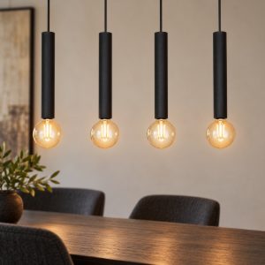 Eglo cortenova lampadario a sospensione 4 luci 84cm per sala da pranzo moderno nero