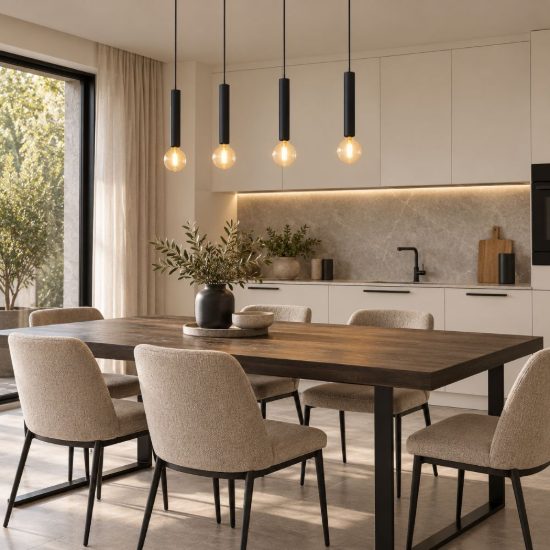 Eglo cortenova lampadario a sospensione 4 luci 84cm per sala da pranzo moderno nero