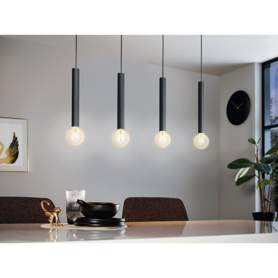 Eglo cortenova lampadario a sospensione 4 luci 84cm per sala da pranzo moderno nero