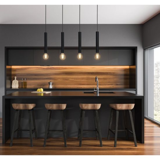 Eglo cortenova lampadario a sospensione 4 luci 84cm per sala da pranzo moderno nero
