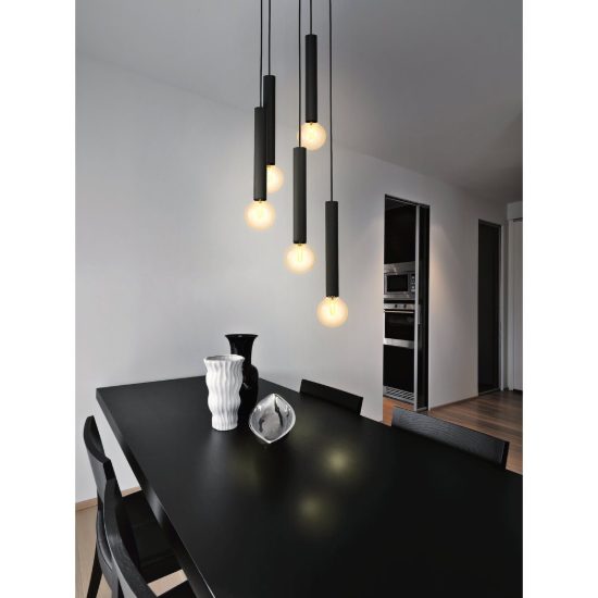 Eglo cortenova lampadario a sospensione 5 luci 35cm per sala da pranzo moderno nero