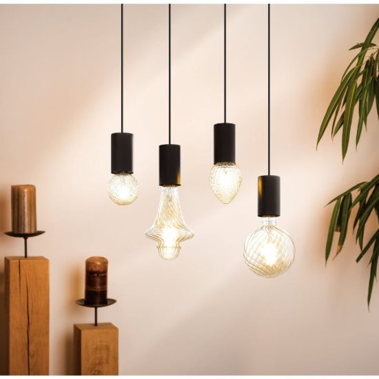 Eglo pozueta lampada a sospensione 12,5cm per camera da letto industriale nera