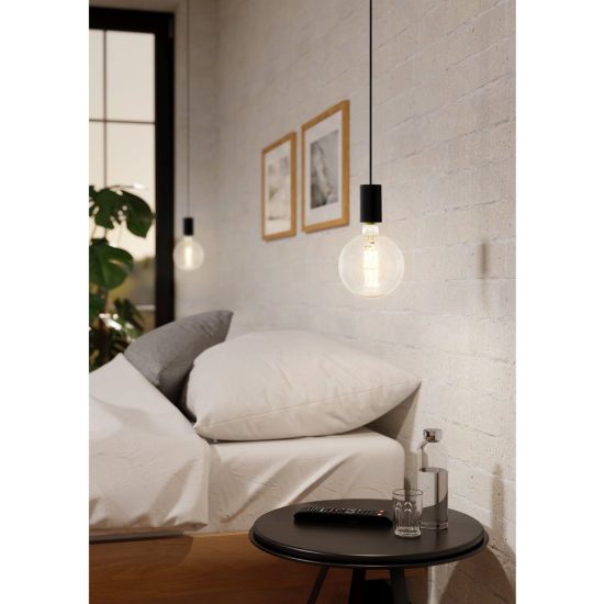 Eglo pozueta lampada a sospensione 12,5cm per camera da letto industriale nera