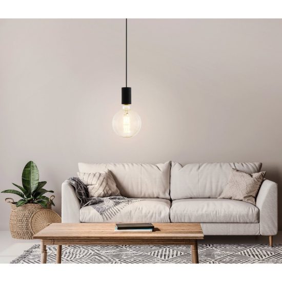Eglo pozueta lampada a sospensione 12,5cm per camera da letto industriale nera