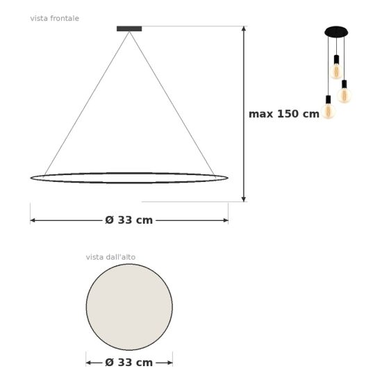 Eglo pozueta lampadario a sospensione 3 luci 33cm per cucina industriale nero