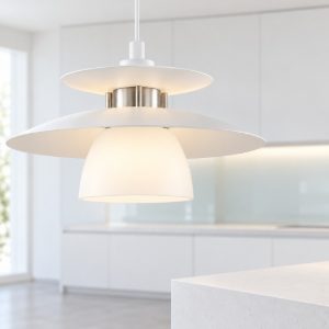 Eglo brenda lampadario a sospensione 32cm per cucina moderno bianco e nichel
