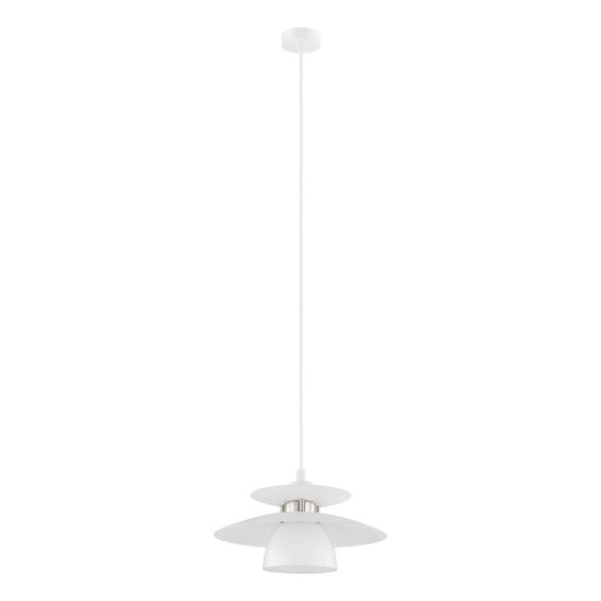 Eglo brenda lampadario a sospensione 32cm per cucina moderno bianco e nichel