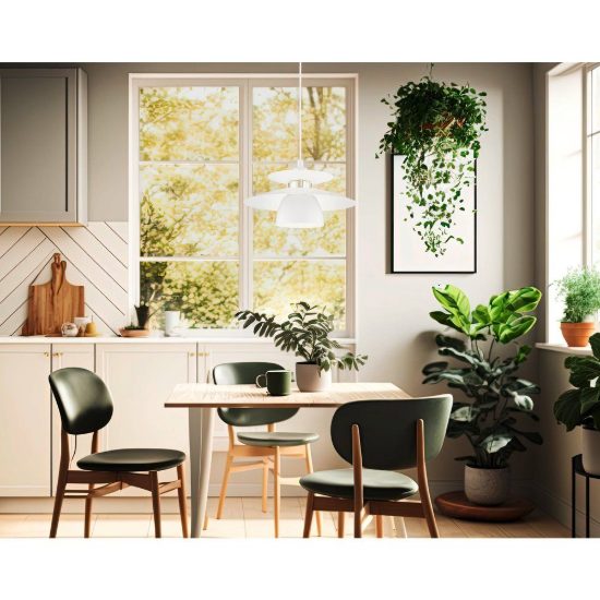 Eglo brenda lampadario a sospensione 32cm per cucina moderno bianco e nichel