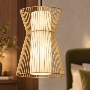 Eglo maseta lampada a sospensione 22,5cm per soggiorno moderna oro con vetro bianco