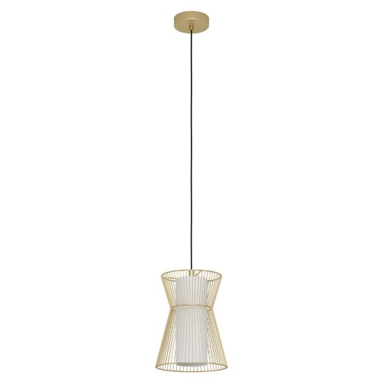 Eglo maseta lampada a sospensione 22,5cm per soggiorno moderna oro con vetro bianco