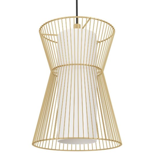 Eglo maseta lampadario a sospensione 3 luci 93cm per cucina moderno oro con vetri bianchi