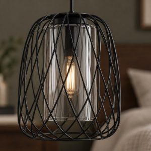 Eglo floresta lampadario a sospensione 19,5cm per cucina industriale nero con vetro fumé