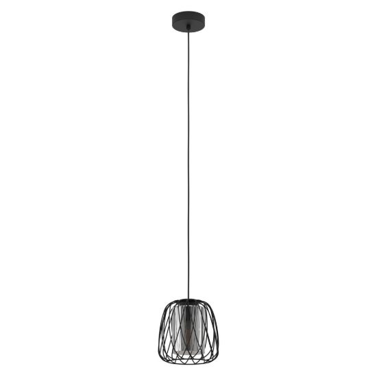 Eglo floresta lampadario a sospensione 19,5cm per cucina industriale nero con vetro fumé