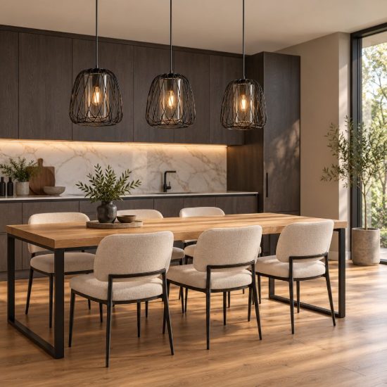 Eglo floresta lampadario a sospensione 3 luci 89cm per cucina industriale nero con vetri fumé