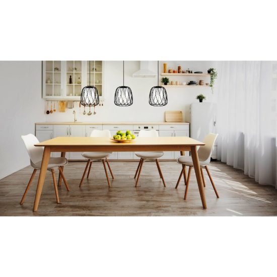 Eglo floresta lampadario a sospensione 3 luci 89cm per cucina industriale nero con vetri fumé
