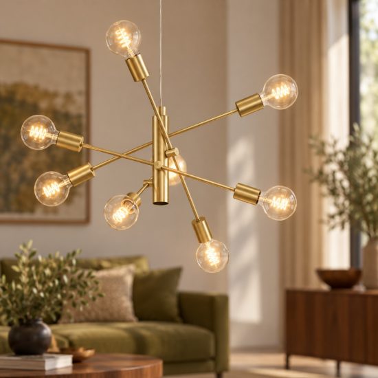 Eglo gradoli 1 lampadario a sospensione 8 luci 71cm per sala da pranzo moderno ottone spazzolato