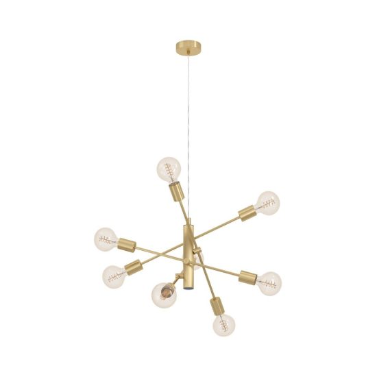 Eglo gradoli 1 lampadario a sospensione 8 luci 71cm per sala da pranzo moderno ottone spazzolato