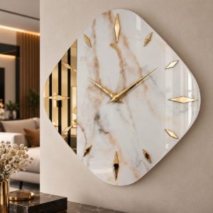 Orologio moderno per parete design rombo resina effetto marmo 70x70