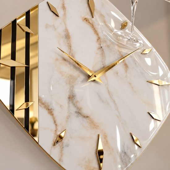 Orologio moderno per parete design rombo resina effetto marmo 70x70