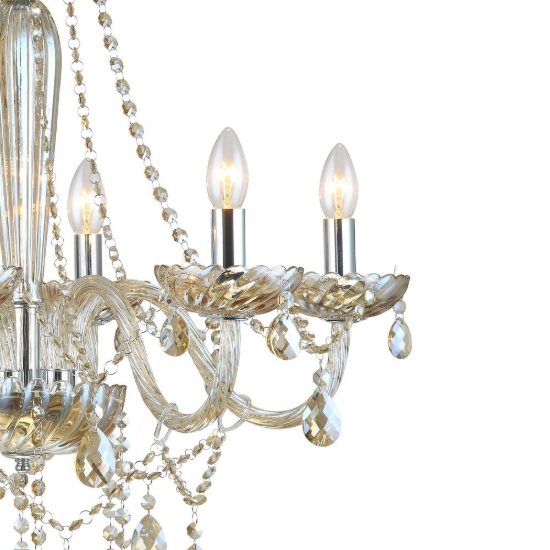 Eglo basilano lampadario 6 luci 72cm per sala da pranzo classico cromo con pendenti cognac