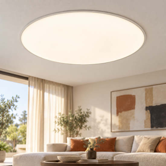Plafoniera moderna tonda bianca led 50w 4000k per soggiorno