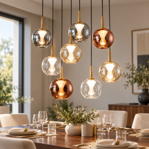 Lampadario per tavolo da pranzo bocce vetro multicolore led 3000k