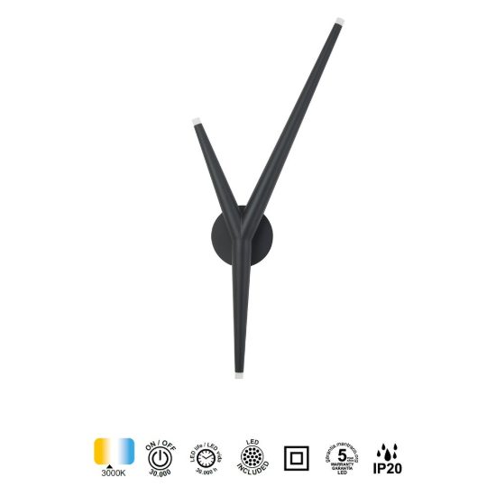 Applique da parete per sala da pranzo nera led 5.5w 3000k 23cm