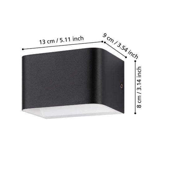 Eglo sania 4 applique led 6w 3000k 13cm per soggiorno moderna nera e bianca