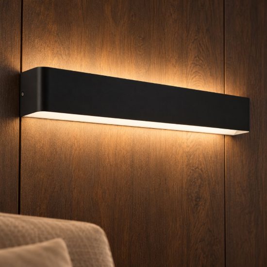 Eglo sania 4 applique led 12w 3000k 36,5cm per soggiorno moderna nera e bianca
