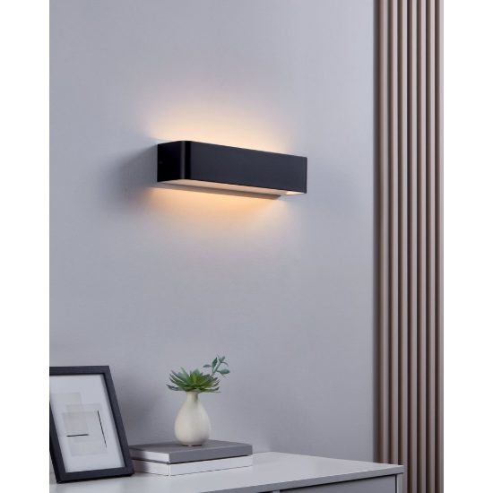 Eglo sania 4 applique led 12w 3000k 36,5cm per soggiorno moderna nera e bianca